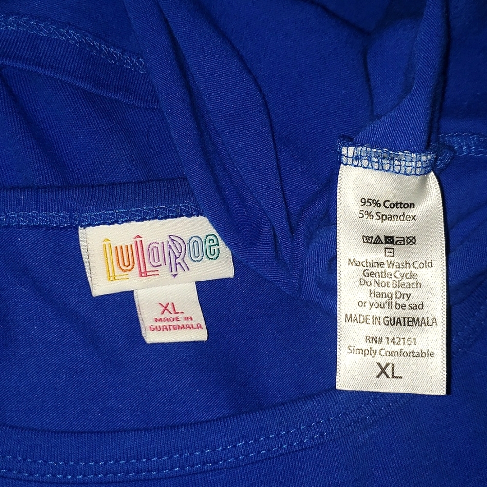 LuLaRoe Knee-Length Mid-Length Sleeves Cobalt Blue T-Shirt Dress XL (12-16) - Picture 16 of 16